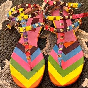 Valentino adorable rainbow Studded gladiator sandals